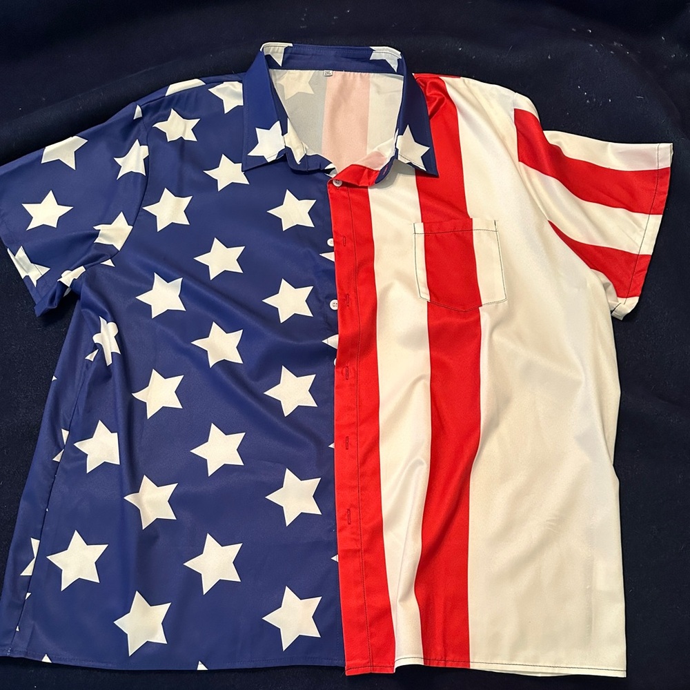 USA American Flag Patriotic Independence Day Button Down Shirt! Size XXL 2XL!NEW